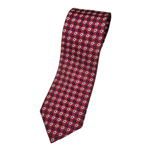 BREUER Men's 100% Silk Necktie LUXURY Tie Red Paisley W:3.6" EUC